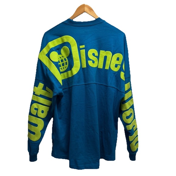 Disney Parks Authentic Adult Medium Teal & Neon Green Puff Paint Spirit Jersey - Picture 2 of 5